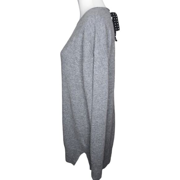 Equipment Gafton Polka Dot‎ Tie Back Cashmere Silk Sweater Gray Size M - Picture 4 of 8